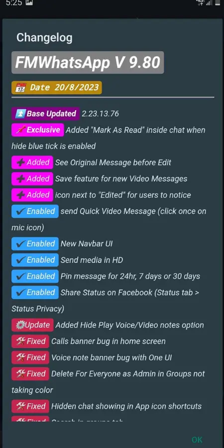 Fmwhatsapp changelog